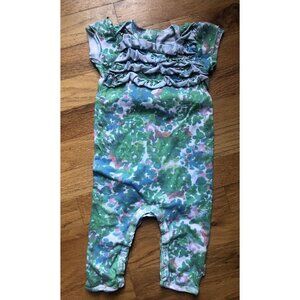 Burts Bees 3-6M Floral Ruffle Jumpsuit